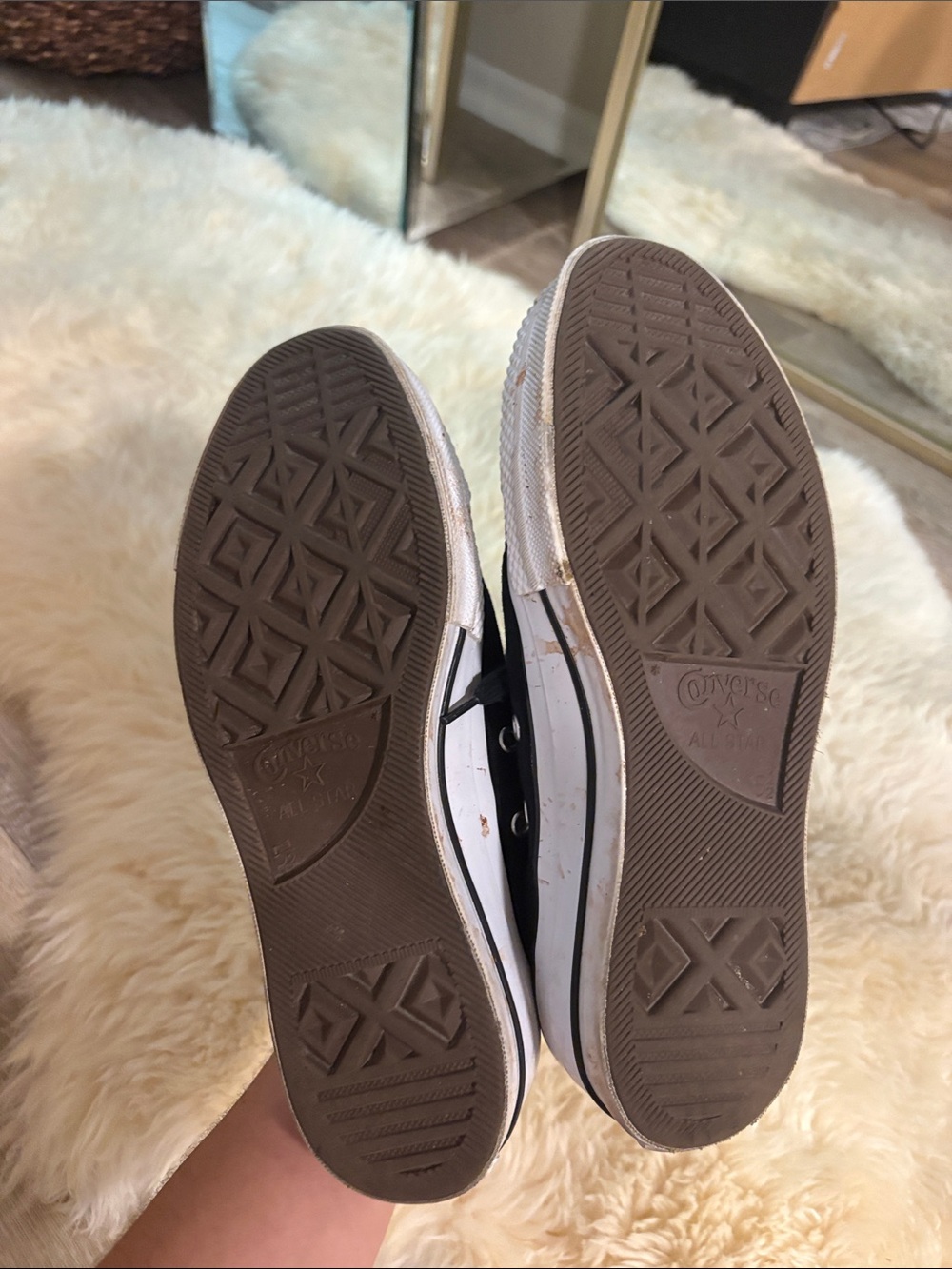 Converse Black and White Platform Low-Top Sneakers - Picture 10 of 11